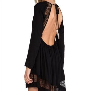 x Revolve long sleeve insight open back lace dress